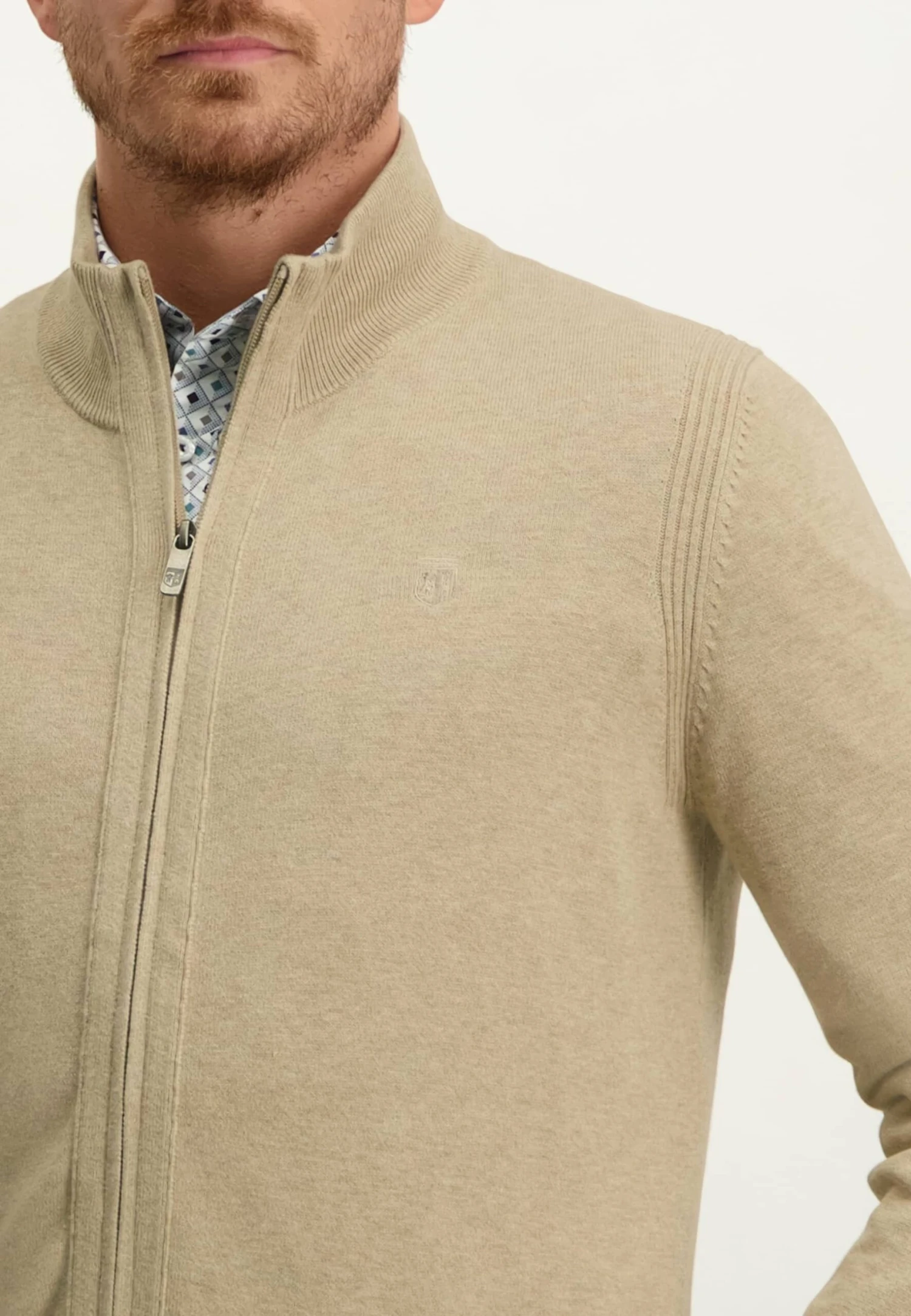 With Zip - Vest - Beige Plain 3 With Zip - Vest - Beige Plain - Afbeelding 3