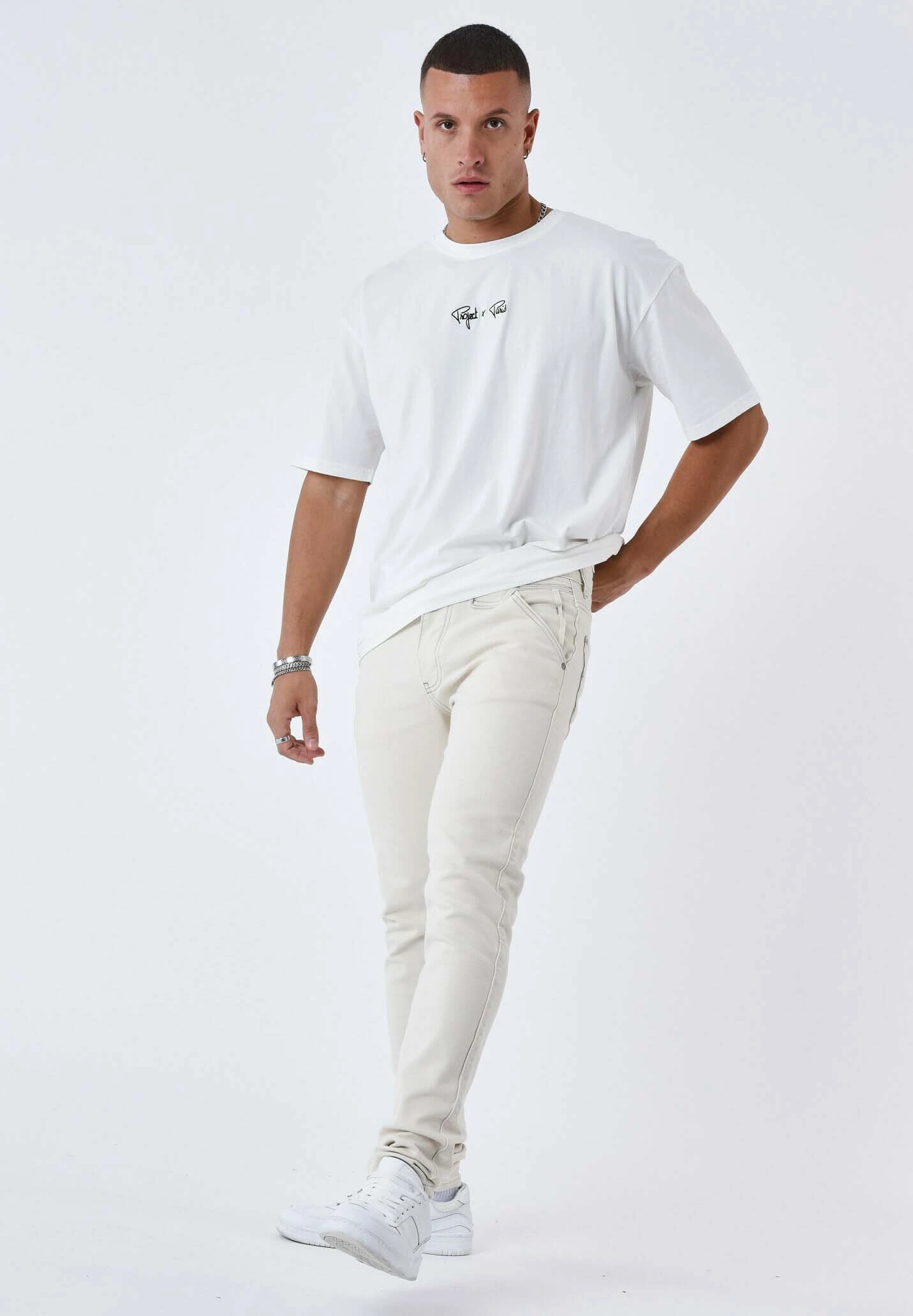 Surpiqûre Contrastée - Slim Fit Jeans - Ivoire 6 Surpiqûre Contrastée - Slim Fit Jeans - Ivoire - Afbeelding 6