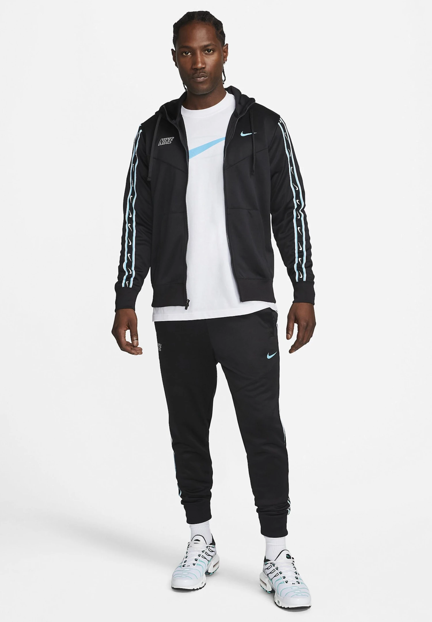 Nike Sportswear M Nsw Repeat Sw Pk Fz- Trainingsvest - Black Black Baltic Blue 2 Nike Sportswear M Nsw Repeat Sw Pk Fz- Trainingsvest - Black Black Baltic Blue - Afbeelding 2