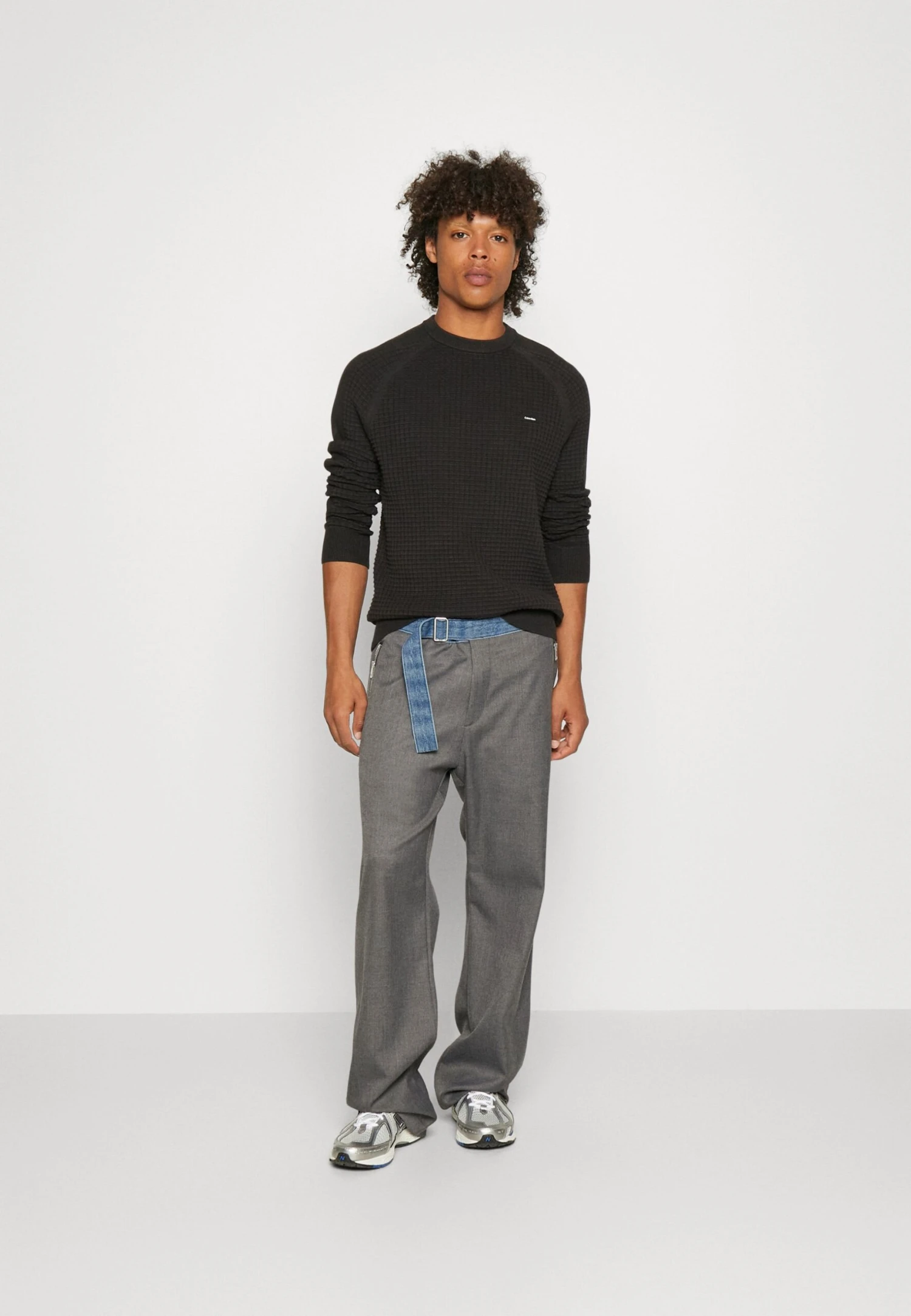 Calvin Klein Texture Mix- Trui -Black 2 Calvin Klein Texture Mix- Trui -Black - Afbeelding 2