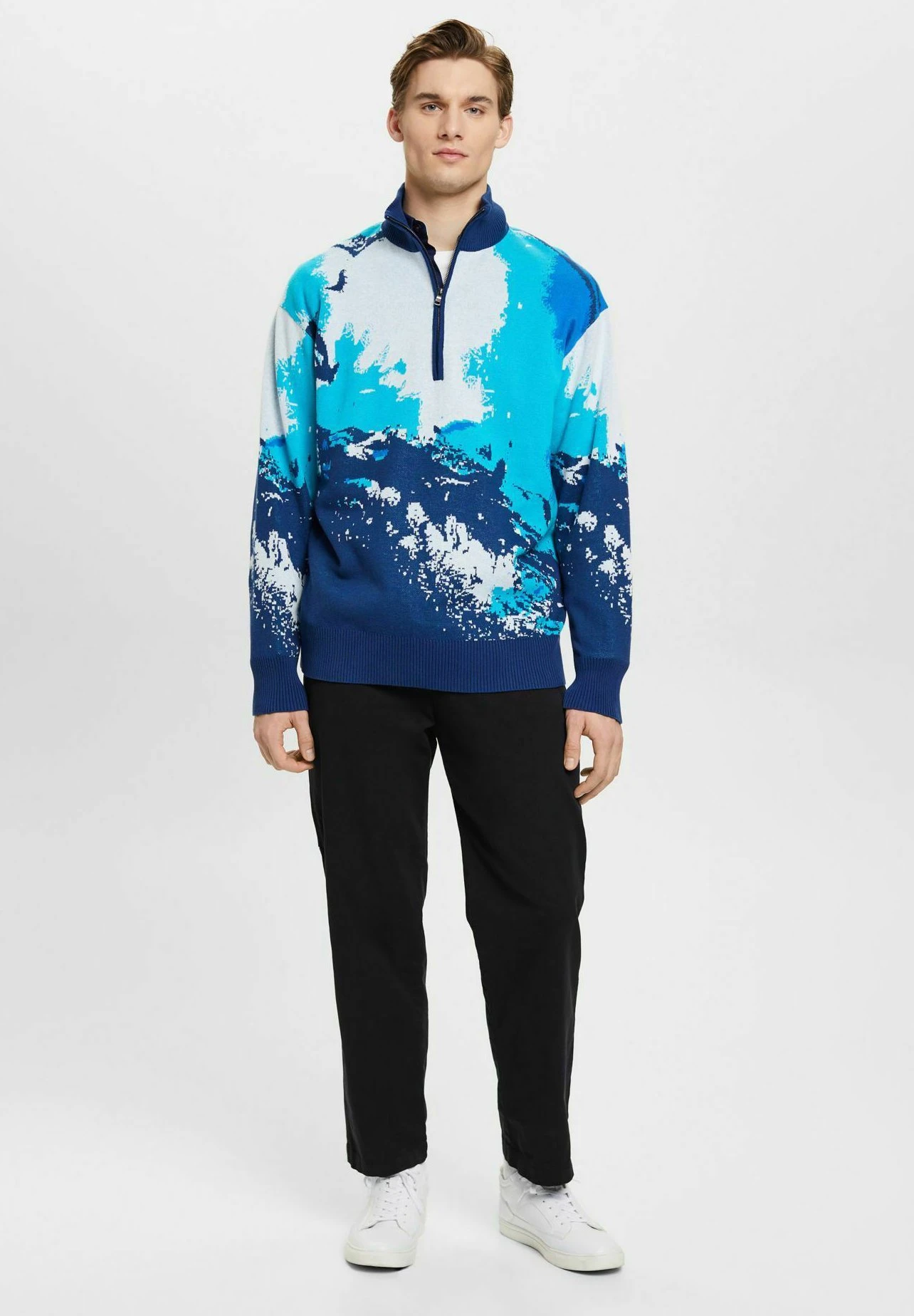 ESPRIT Mit Wellenmuster - Trui - Blue 2 ESPRIT Mit Wellenmuster - Trui - Blue - Afbeelding 2