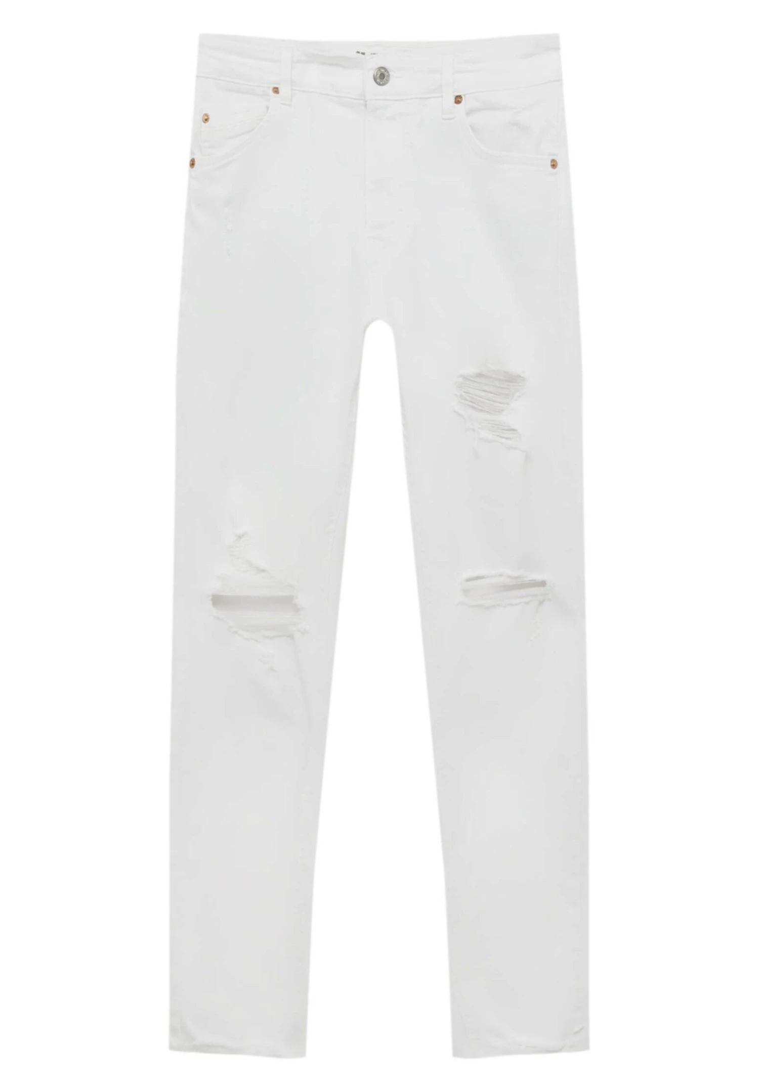 PULL & BEAR Ripped Carrot- Jeans Tapered Fit - White 6 PULL & BEAR Ripped Carrot- Jeans Tapered Fit - White - Afbeelding 6