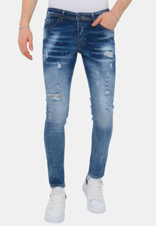 Paint Splatter Stoashed- Slim Fit Jeans - Blauw -Selected Homme Shop 3a9300c176024a21a3aac94244120588