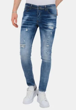 Paint Splatter Stoashed- Slim Fit Jeans - Blauw -Selected Homme Shop 3df4e630483f45918d397500f5958710