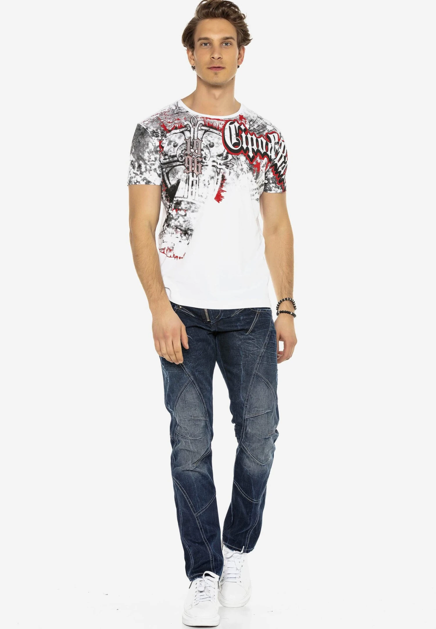 Cipo & Baxx Mit Ziernähten Und Reissverschlüssen - Straight Leg Jeans - Donkerblauw 2 Cipo & Baxx Mit Ziernähten Und Reissverschlüssen - Straight Leg Jeans - Donkerblauw - Afbeelding 2