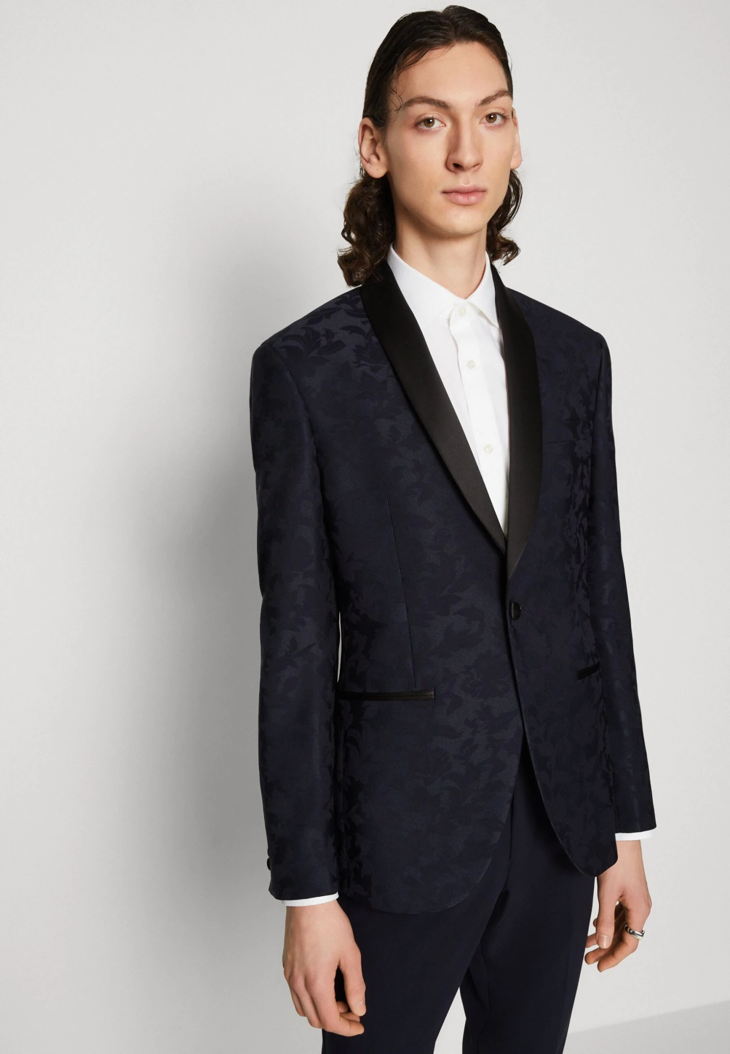 Jaquard Shawl Blazer - Colbert - Dark Blue 4 Jaquard Shawl Blazer - Colbert - Dark Blue - Afbeelding 4