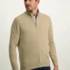 With Zip - Vest - Beige Plain
