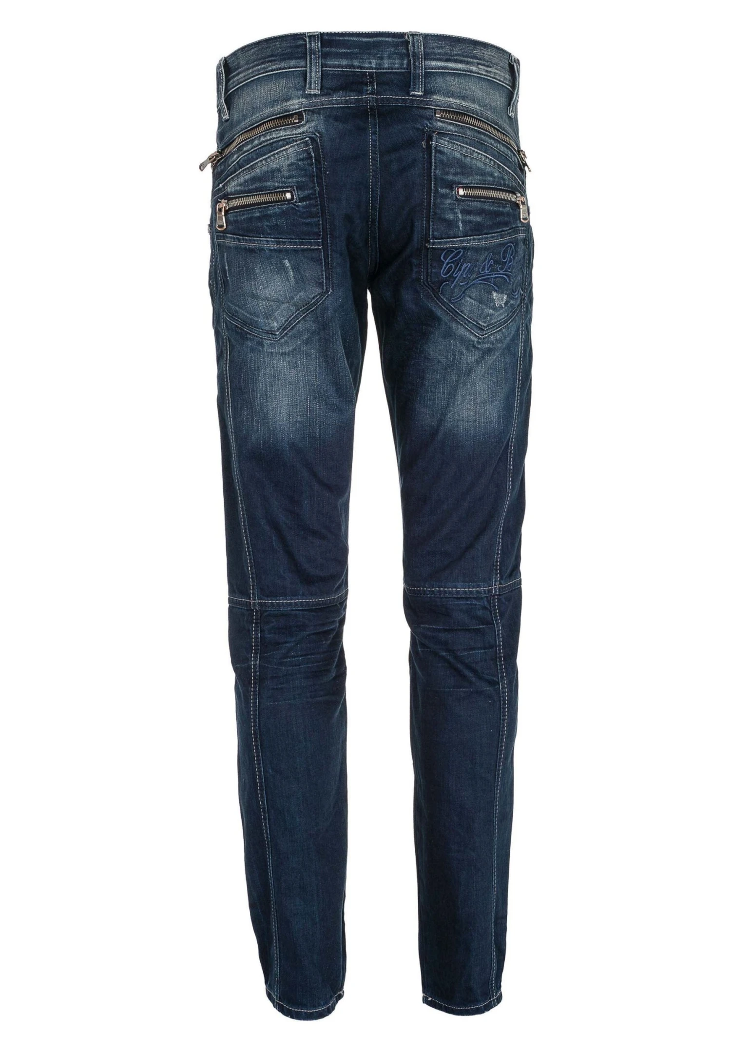 Cipo & Baxx Mit Ziernähten Und Reissverschlüssen - Straight Leg Jeans - Donkerblauw 8 Cipo & Baxx Mit Ziernähten Und Reissverschlüssen - Straight Leg Jeans - Donkerblauw - Afbeelding 8