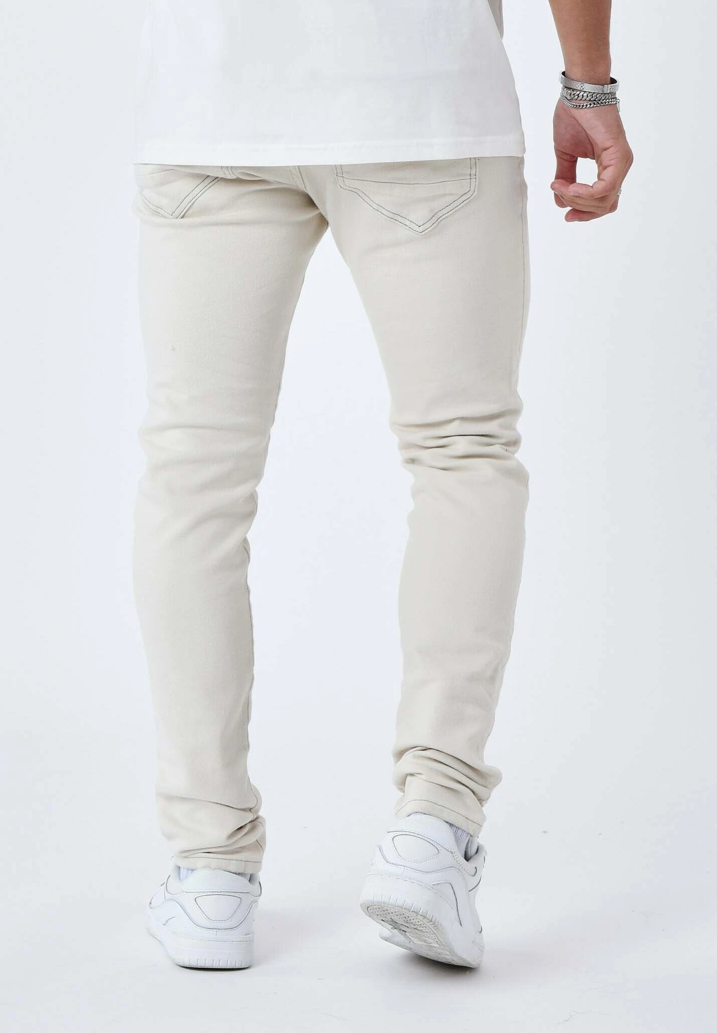 Surpiqûre Contrastée - Slim Fit Jeans - Ivoire 3 Surpiqûre Contrastée - Slim Fit Jeans - Ivoire - Afbeelding 3