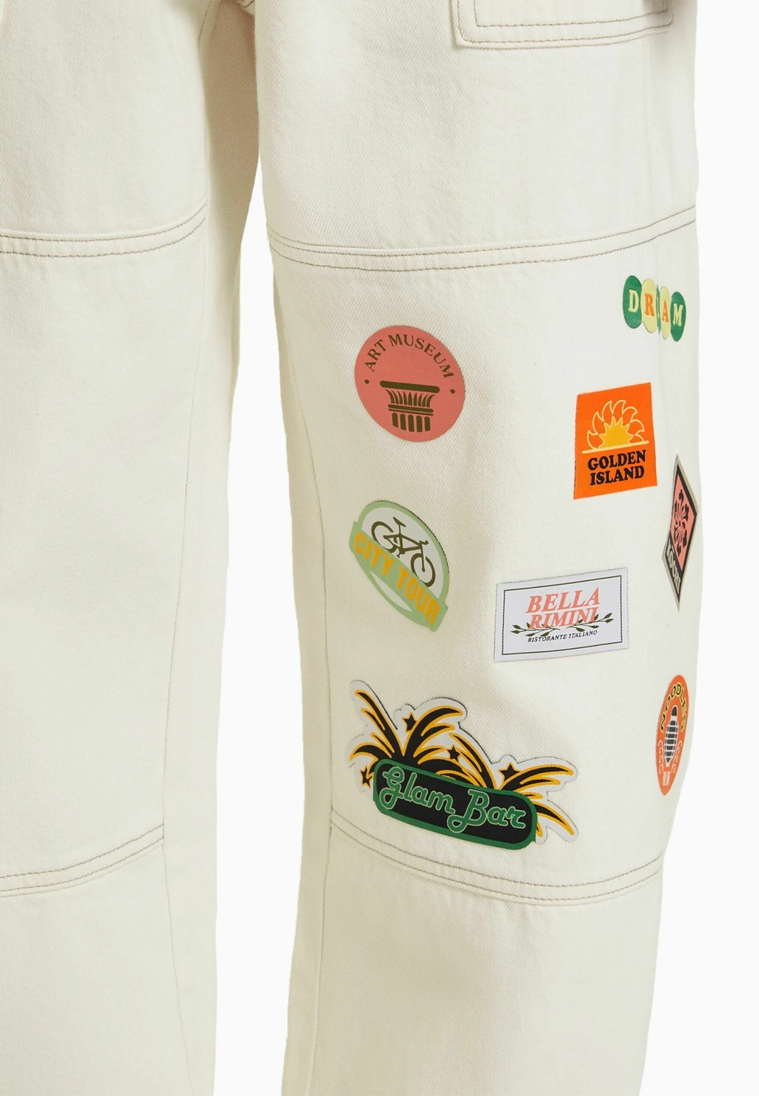 BERSHKA Carpenter Patches- Relaxed Fit Jeans - Beige 6 BERSHKA Carpenter Patches- Relaxed Fit Jeans - Beige - Afbeelding 6