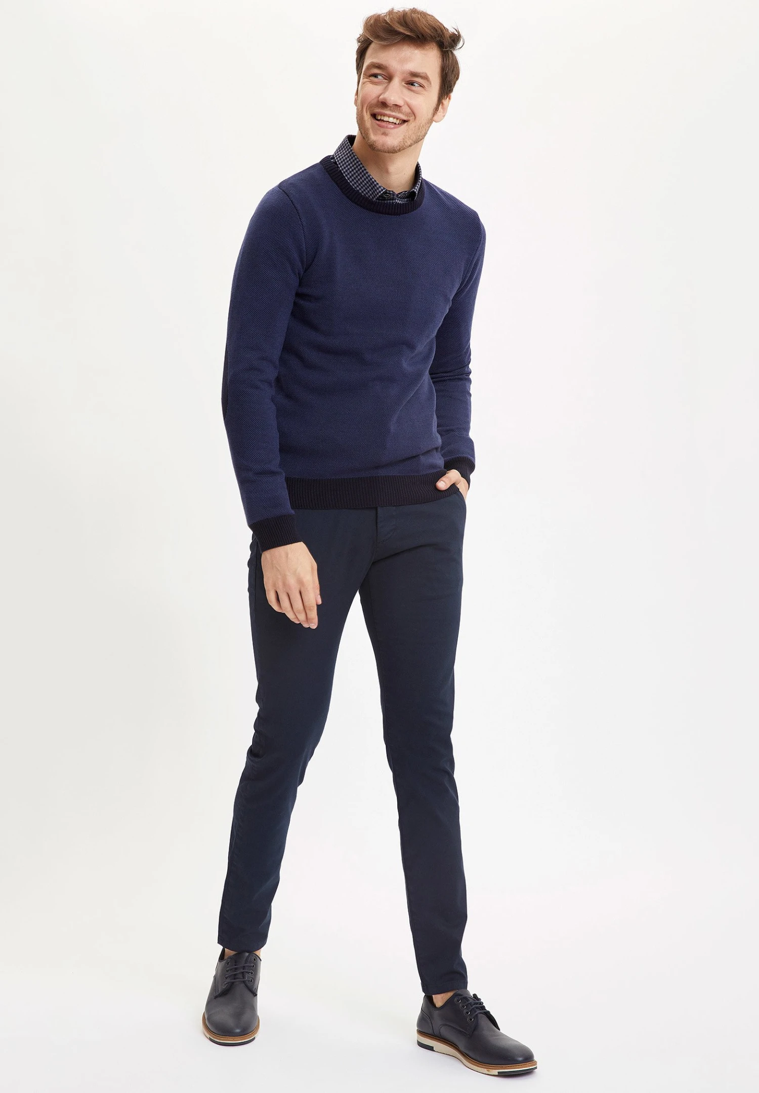 DeFacto Slim Fit - Trui - Navy 2 DeFacto Slim Fit - Trui - Navy - Afbeelding 2