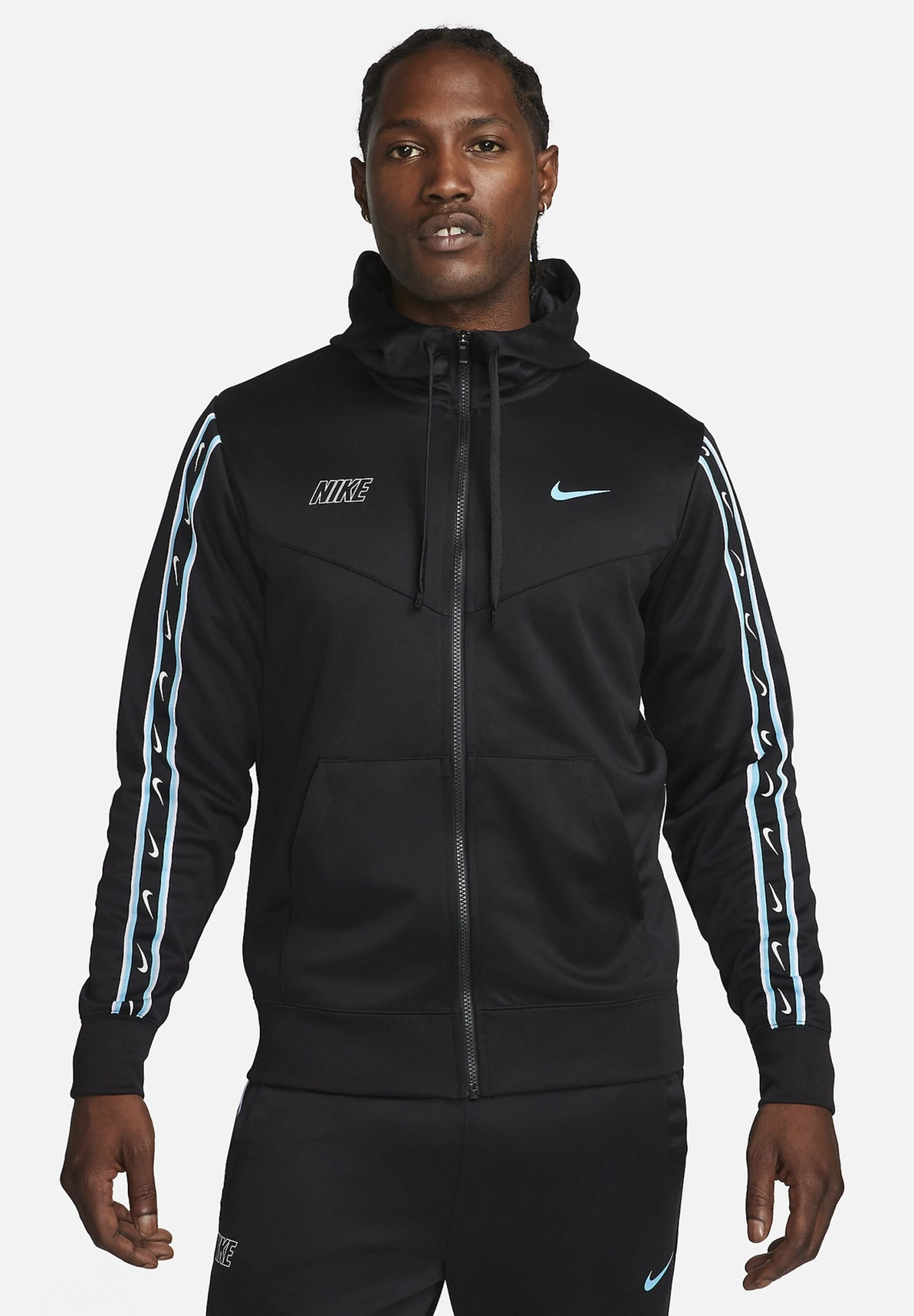 Nike Sportswear M Nsw Repeat Sw Pk Fz- Trainingsvest - Black Black Baltic Blue 1 Nike Sportswear M Nsw Repeat Sw Pk Fz- Trainingsvest - Black Black Baltic Blue