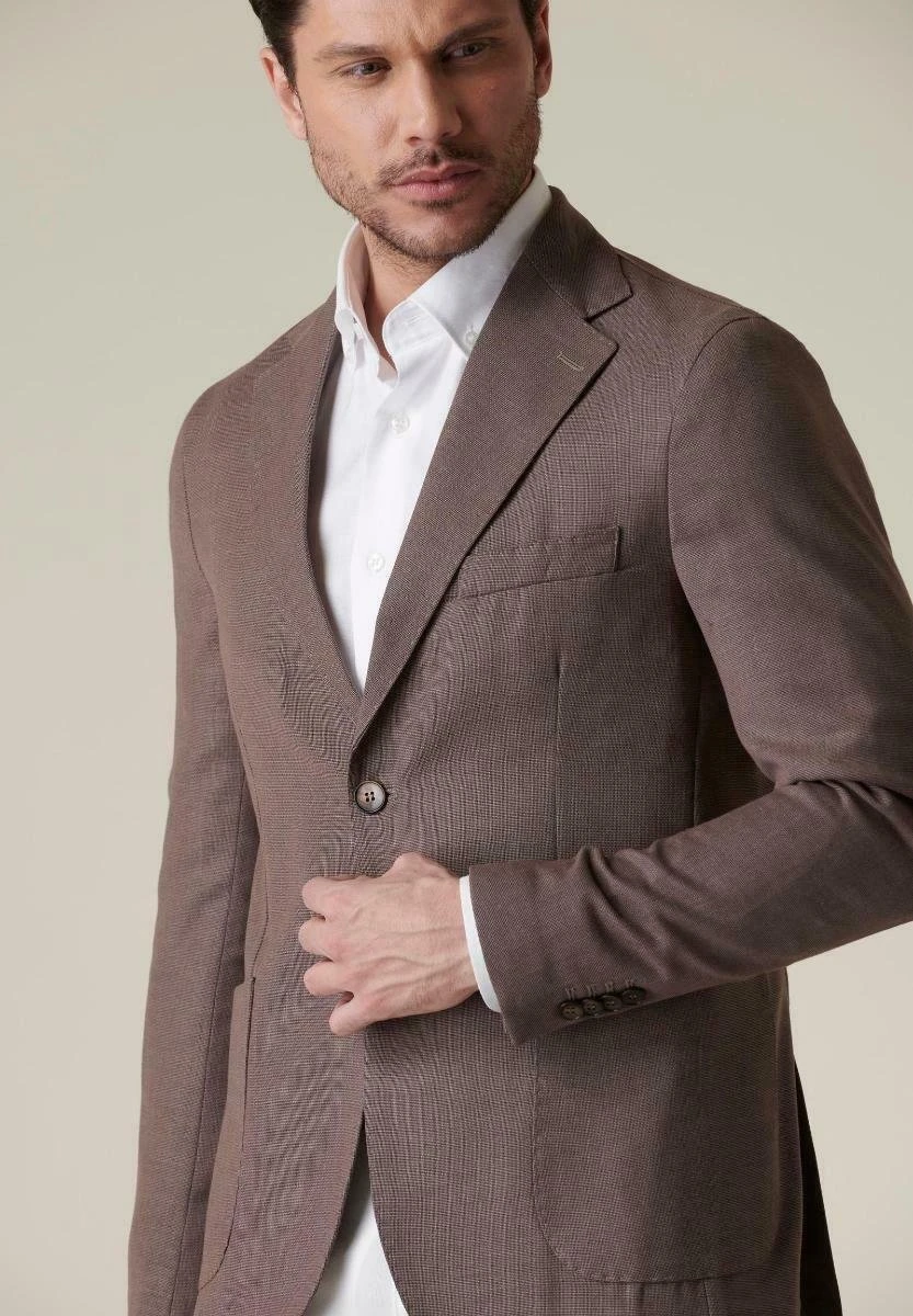 Unlined Jacket Stretch Wool Slim - Blazer - Brown 4 Unlined Jacket Stretch Wool Slim - Blazer - Brown - Afbeelding 4