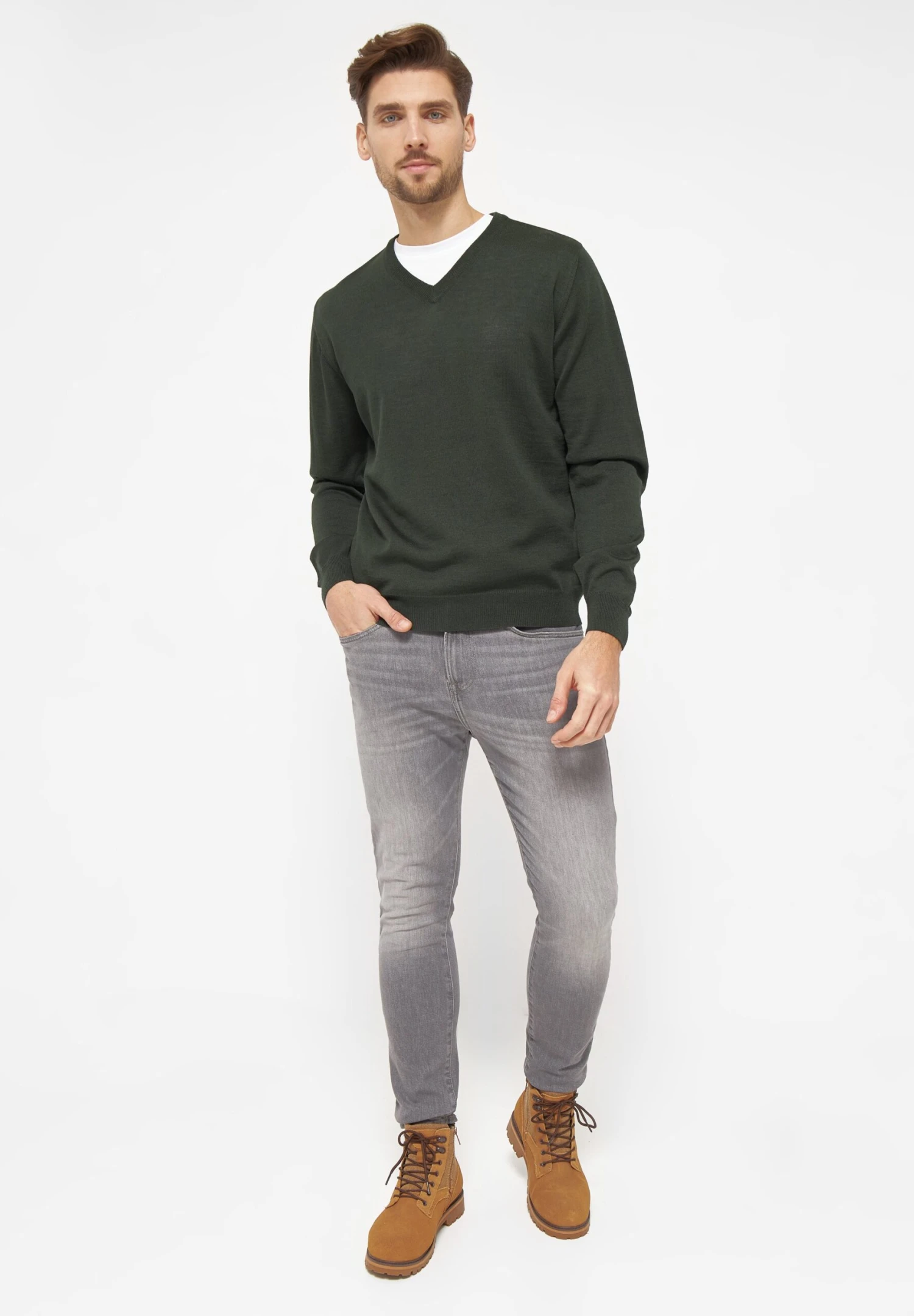 Bologna - Trui - Olive Melange 2 Bologna - Trui - Olive Melange - Afbeelding 2