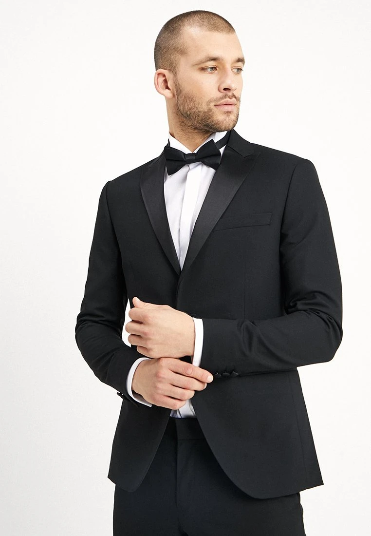Basic Plain Black Tux Suit Slim Fit - Kostuum - Black 3 Basic Plain Black Tux Suit Slim Fit - Kostuum - Black - Afbeelding 3