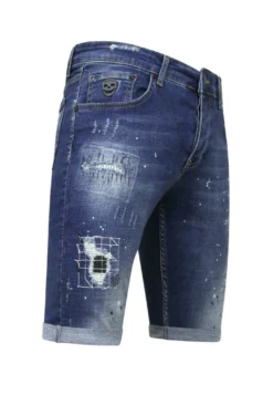 Verfspatten- Jeansshort - Blauw -Selected Homme Shop a59fac9f9c3d4ae7a9ea7db0810cc438