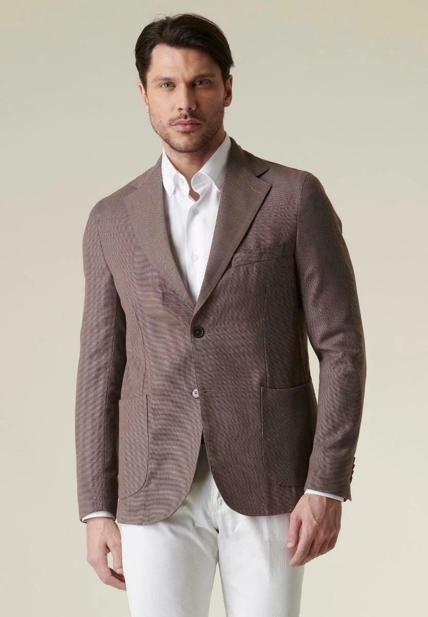 Unlined Jacket Stretch Wool Slim - Blazer - Brown 1 Unlined Jacket Stretch Wool Slim - Blazer - Brown