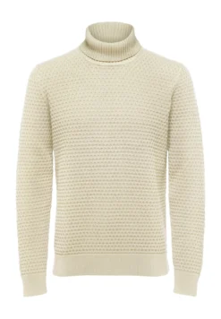 Selected Homme Slhremy Ls All Stu Roll Neck W Camp - Trui - Cloud Cream