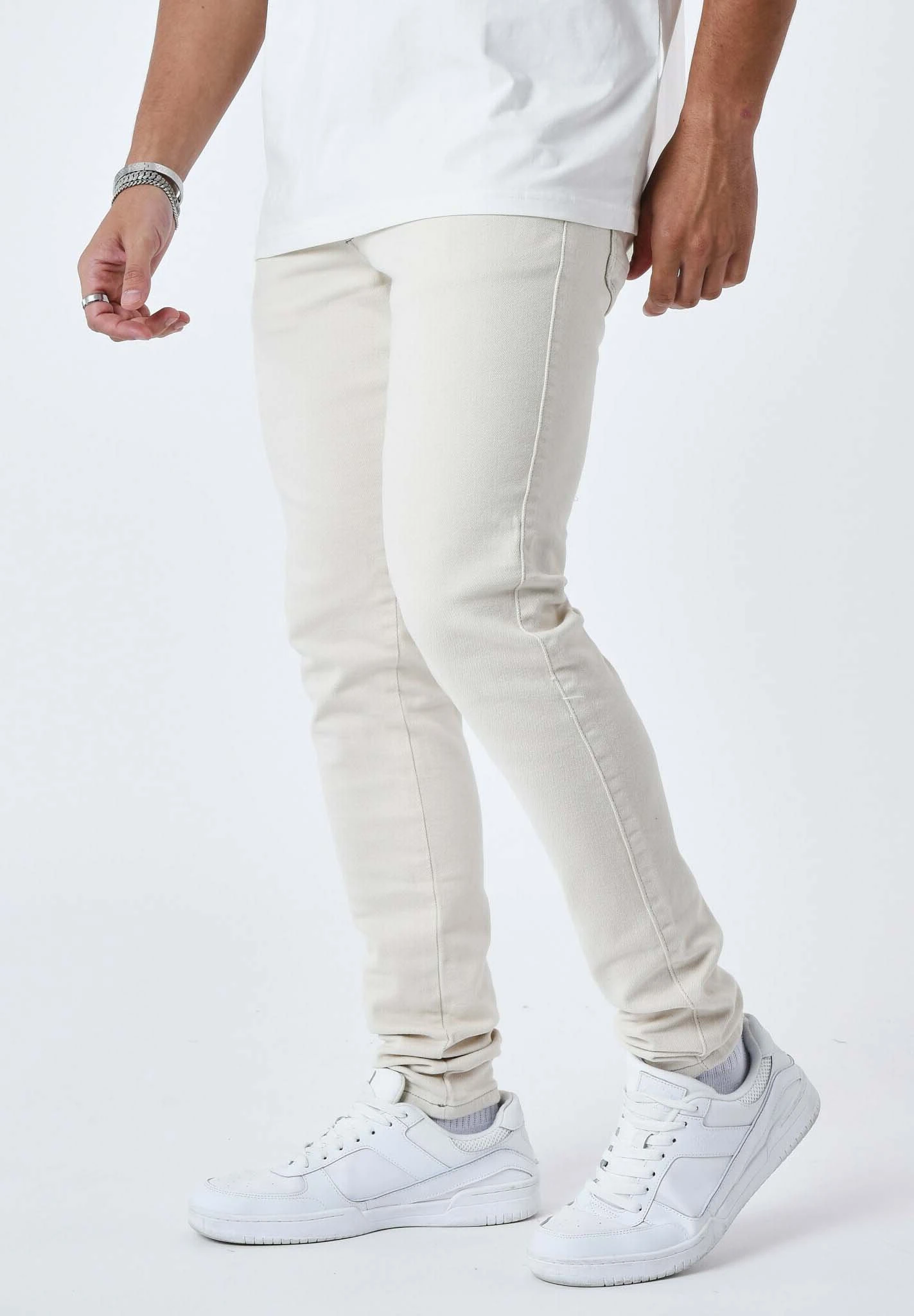 Surpiqûre Contrastée - Slim Fit Jeans - Ivoire 5 Surpiqûre Contrastée - Slim Fit Jeans - Ivoire - Afbeelding 5