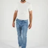 Mit Leichtem Used Look - Straight Leg Jeans - Blau