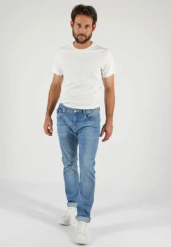 Mit Leichtem Used Look - Straight Leg Jeans - Blau