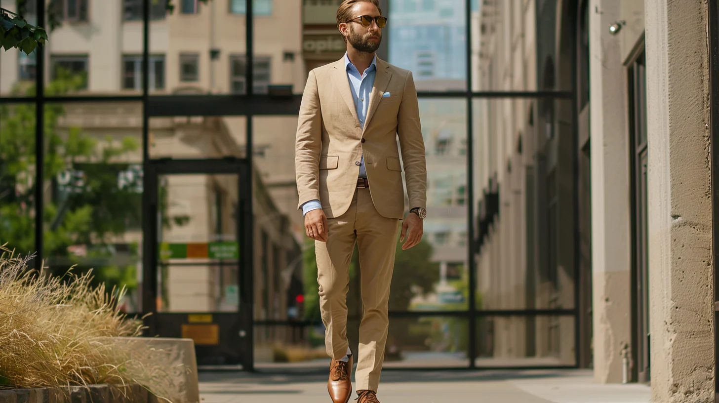 Voorkant -Selected Homme Shop khaki suit spring mens fashion